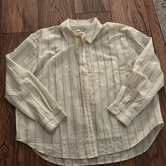 Madewell Drapey Oversized Relaxed Boyshirt in Off-white  Stripe Size XL - Picture 5 of 7